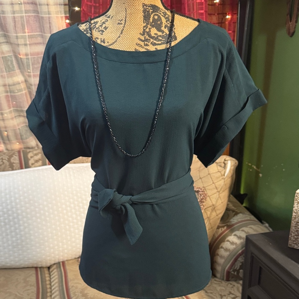 West Kei Teal Belted Blouse